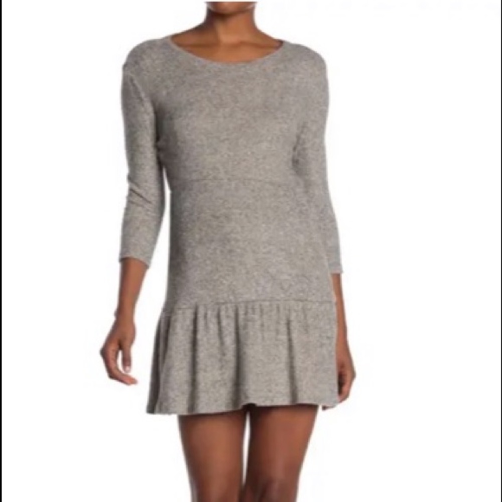 Max + Ash Sweater Dress with a Flounce Hem in Mocha Black, Size Medium, NWT